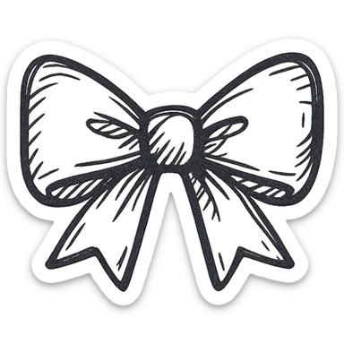 cute bow, hand drawn icon style, playful and sketchy sticker