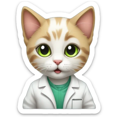 cute mad scientist kitten sticker