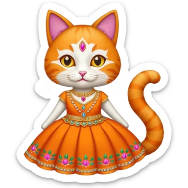 Cat wearing lehnga sticker