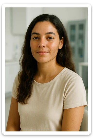 realistic portrait of a woman with PCOS who is well, vital and serene appearance, glowing skin, healthy hair, relaxed posture, clinical atmosphere, natural lighting, vertical 2:3, no text sticker