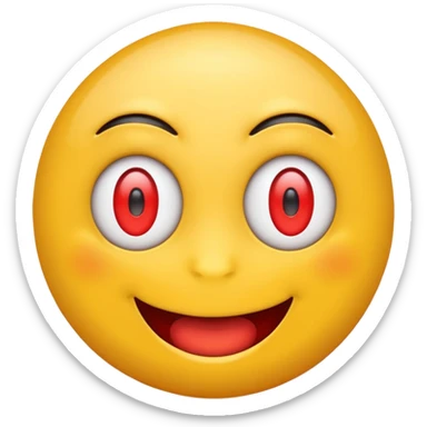 emoji with red eyes grinning sticker