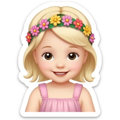 Baby girl wearing flower headband sticker