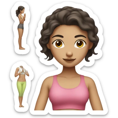 yoga girl with dark brown hair and fair skin sticker