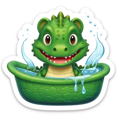 Cute crocodile is showing in the bath tub sticker