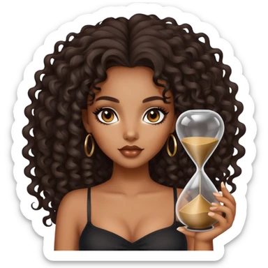 Black girl+with hour glass body+smoky eye +beautiful long curly hair sticker