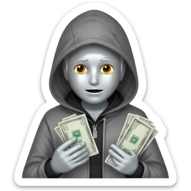 hooded-on-their-phone-making-money silver skin sticker