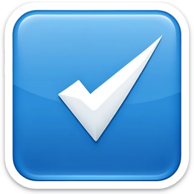 Make Make a symbol with a tilted blue colored square with a tick mark inside it in the middle. Make the edge of the square sharp. Make it normal tilt square and normal tick in the middle sticker