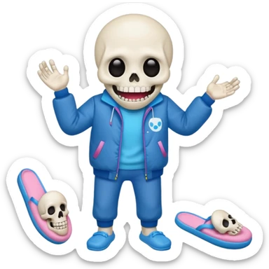 Sans the skeleton from undertale with a glowing blue left eye with his tongue out sticker