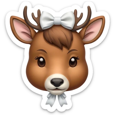 Deer with a white bow on head all sleepy sticker