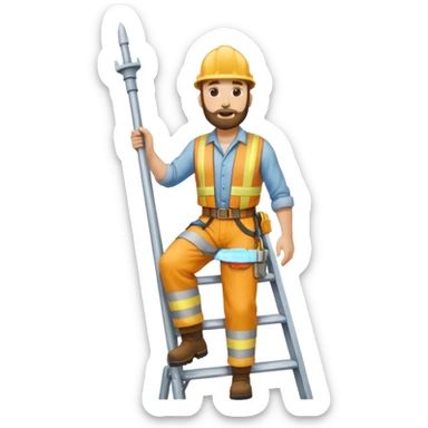 steeplejack man light skin with a beard on a ladder up  a spire sticker