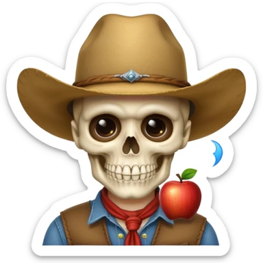 The apple skull, cowboy, and shushing emoji combined into one sticker
