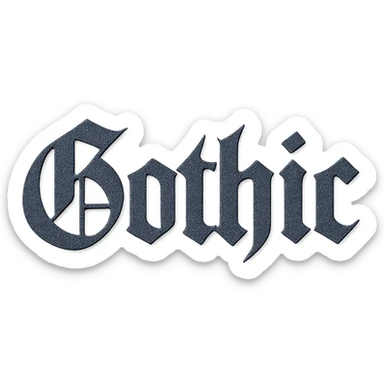 the word 'Gothic' in ornate gothic calligraphy, paper craft style sticker