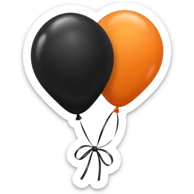 Two black balloons and one orange balloon tied together sticker