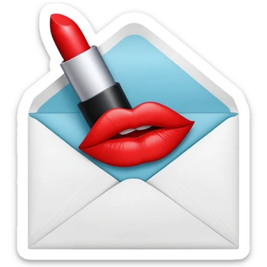 closed envelope with lipstick kiss print sticker
