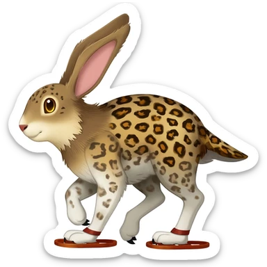 Rock Ptarmigan-Snow-Leopard-Snowshoe-Hare-Koi-Fish-Pokémon-Fakémon-Animal-hybrid, full body, with red marking over eye sticker