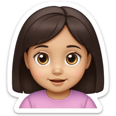 face of smiling baby girl with big eyes, medium skin tone, and dark hair sticker