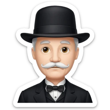 very big white moustachhe and typical 1900 elegant clothes and hat in black sticker
