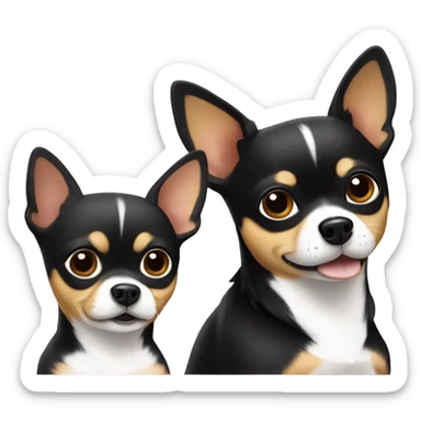 Two chihuahua next to each other. One is smaller and black and the other one is bigger and white  sticker