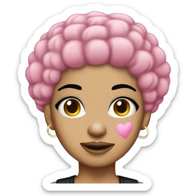 light skin girl with pink afro hair and nose pierced with black eyebrows and looks like the rapper icespice sticker