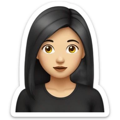 female-asian-round-face-with-long-black and yellow highlighted hair in a black shirt sticker