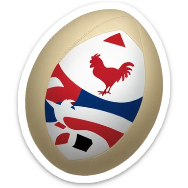 rugby ball French, with a small logo of a red chicken in the middle sticker