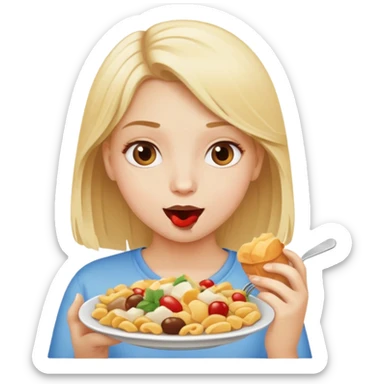 blond girl that’s super fat and is eating lots of food sticker