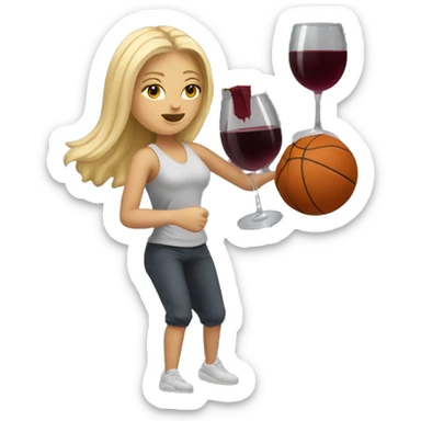 blonde white girl dribbling basketball with wine in hand sticker