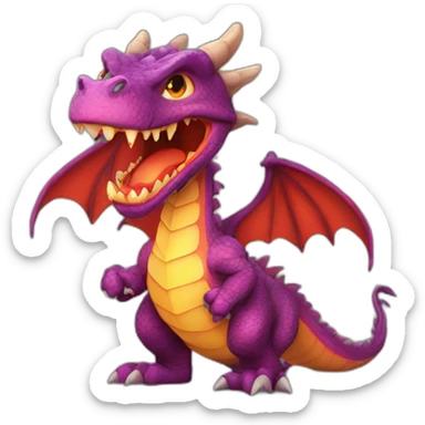 A terrifying, wounded, fire-breathing dragon sticker