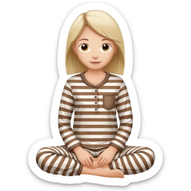 aesthetic scandinavian pyjamas with brown and white stripes sticker