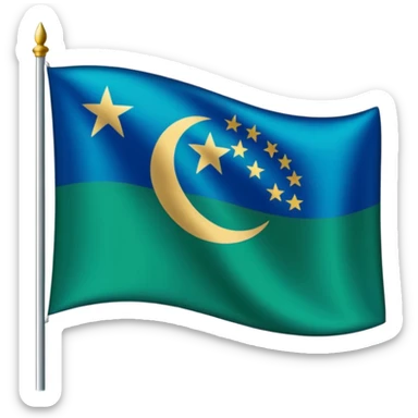 Uzbek flag fluttering in the moon sticker