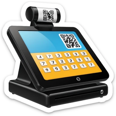 POS terminal with QR-code on it sticker