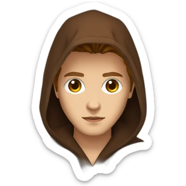anakin skywalker (sith eyes) (brown hooded robe) (portrait, front facing) sticker