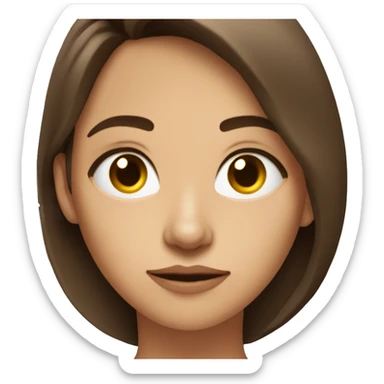 a women with brown hair turned to the side making eye contact with the camera with her side profile whilst frowning sticker