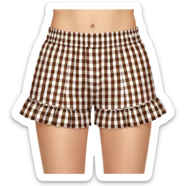 Brown and white gingham boxer shorts with ruffles sticker