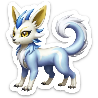 Colorful Skilled Adept Graceful Asian Painted Shiny Albino WereGarurumon-Meloetta-Renamon-Absol-fusion-hybrid-creature (full body) sticker