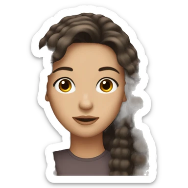 Brunette with long hair and long eyelashes with brown eyes sticker