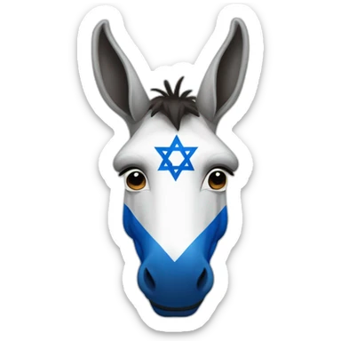 A donkey in the color of the Israeli flag sticker