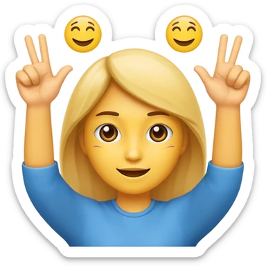 make the emoji what? whith two hands up combined with a six and  a seven sticker