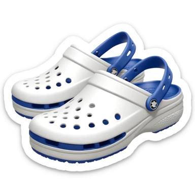 Pure white Crocs clogs, all-white straps and sole, no blue or other colors, matte white material, ventilation holes, dark background, realistic product photo, monoc sticker