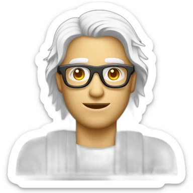 homme blanc portant des lunette avec des cheuveux long sur un ordinateur sticker