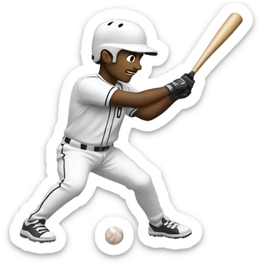 Baseball player swinging bat white people sticker
