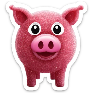 Sparkling Pig made of maroon sparkling sour candy laces andc sweets walking covered in sugar  sticker