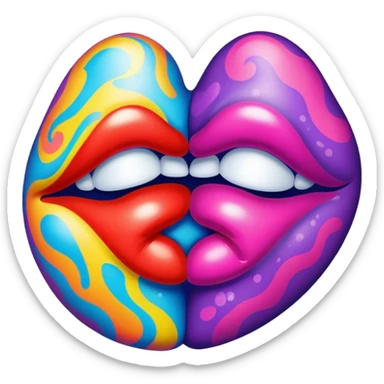 sealed with a kiss mark in psychedelic colors sticker