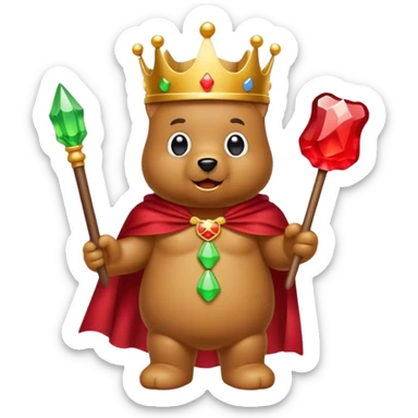 Gummie bear king with a wand and cape sticker
