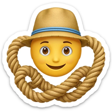 can you make a generic emoji of an individual (who works on a dock, but do not generate the dock itself) holding a rope neatly coiled in their hands? I do not want an emoji of a human person. Can it be a yellow emoji of a circular head like the original emojis? sticker