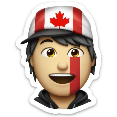 emo face happy with canadian flag sticker