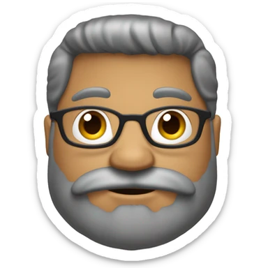 Crie um emoji de um homem careca, barba grande e grisalha, usando um óculos de grau redondo, sobrancelhas finas  sticker
