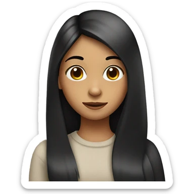 girl with dark long straight hair with monkey on her shoulder  sticker