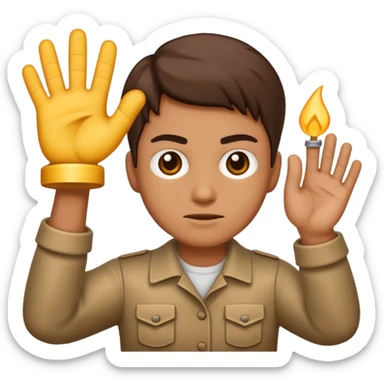 An emoji representing the ironman challenge for an mmorpg player who crafts everything themselves the hard way, and does not buy or sell items in-game. sticker