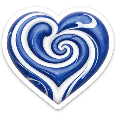 Dark blue and white mixed heart sticker